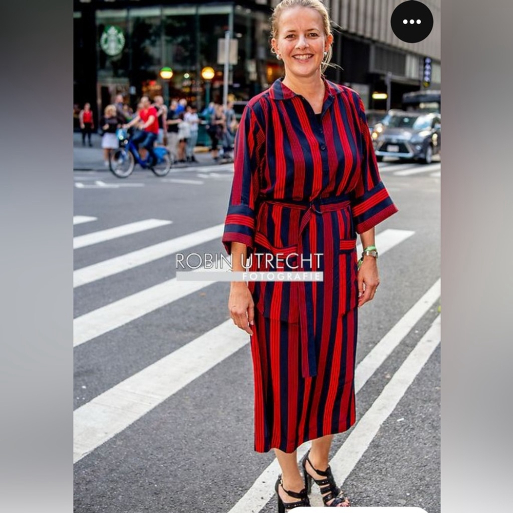 Joseph silk Vertical Striped Shirtdress midi dress red navy royal princess - Picture 5 of 11